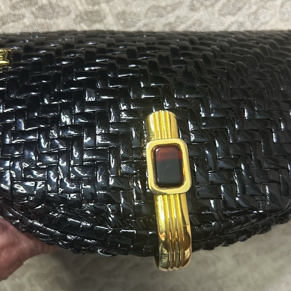 BALLY VINTAGE RARE Black Wicker and Lambskin Leather Clutch/Shoulder Bag - Picture 11 of 15